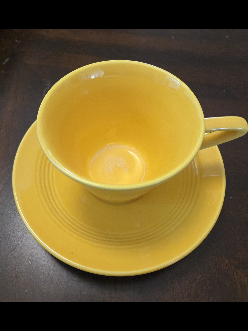Vtg. Homer Laughlin Harlequin Yellow Teacup & Saucer